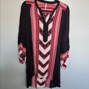 Free People Black and Red Patterned Dress